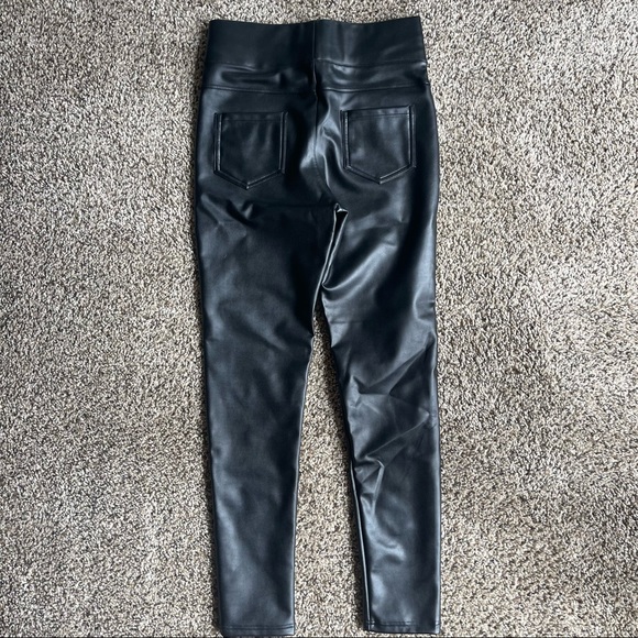 Black Faux Leather PU Women’s High Waist Leggings Cuffed Pants SMALL NWOT - Picture 4 of 10